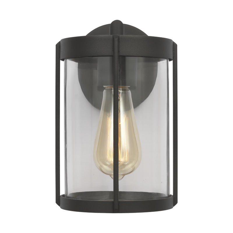 Generation GLO1091 Luning 1-lt 10" Tall LED Outdoor Wall Lantern - Textured Black/Clear