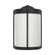 Generation GLO1091 Luning 1-lt 10" Tall Outdoor Wall Lantern - Textured Black/White Aluminum