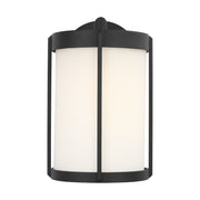 Generation GLO1091 Luning 1-lt 10" Tall Outdoor Wall Lantern - Textured Black/Opal Cased Etched
