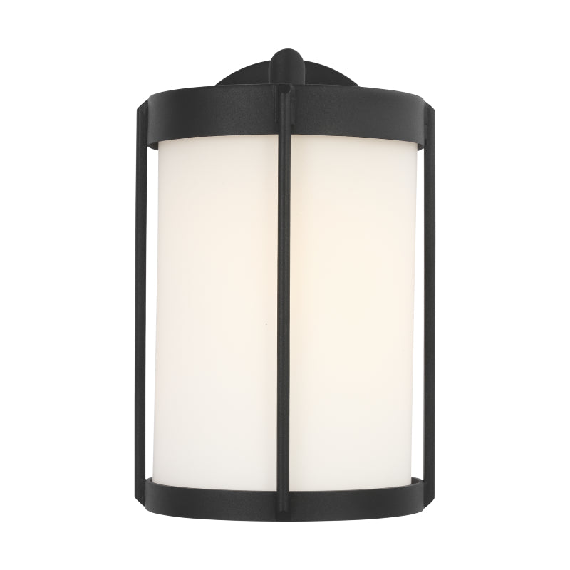 Generation GLO1091 Luning 1-lt 10" Tall Outdoor Wall Lantern - Textured Black/Opal Cased Etched