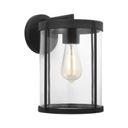 Generation GLO1101 Luning 1-lt 12" Tall Outdoor Wall Lantern - Textured Black/Clear