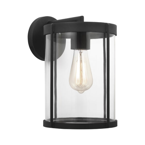 Generation GLO1101 Luning 1-lt 12" Tall Outdoor Wall Lantern - Textured Black/Clear