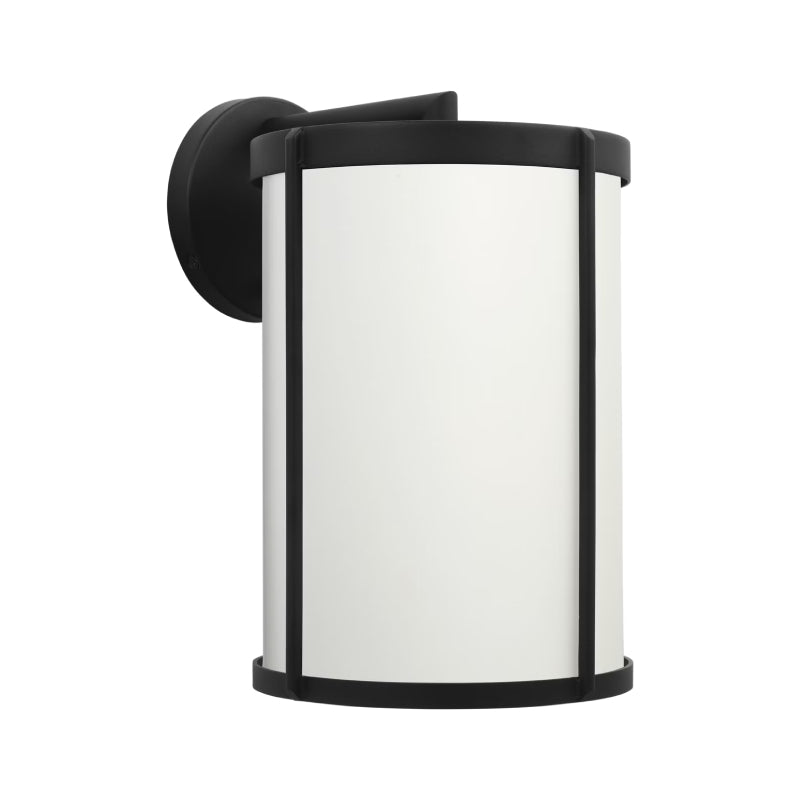 Generation GLO1111 Luning 1-lt 15" Tall LED Outdoor Wall Lantern - Textured Black/White Aluminum