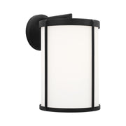 Generation GLO1111 Luning 1-lt 15" Tall LED Outdoor Wall Lantern - Textured Black/Opal Cased Etched