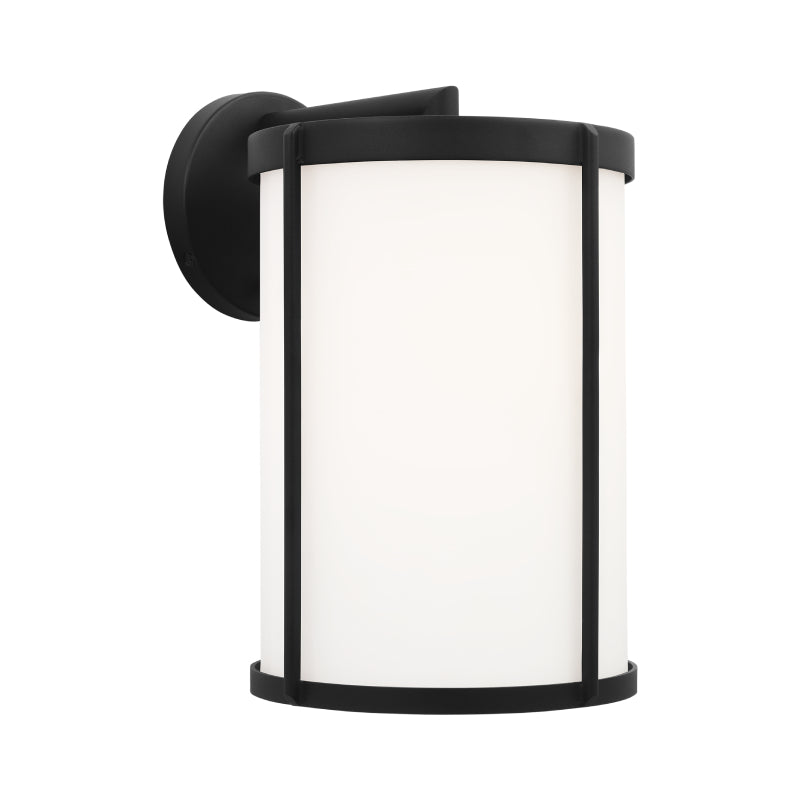 Generation GLO1111 Luning 1-lt 15" Tall LED Outdoor Wall Lantern - Textured Black/Opal Cased Etched