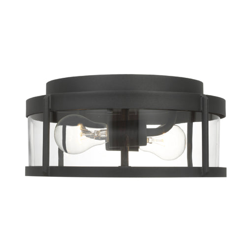 Generation GLO1132C Luning 2-lt 13" Outdoor Flush Mount - Texture Black/Clear Glass