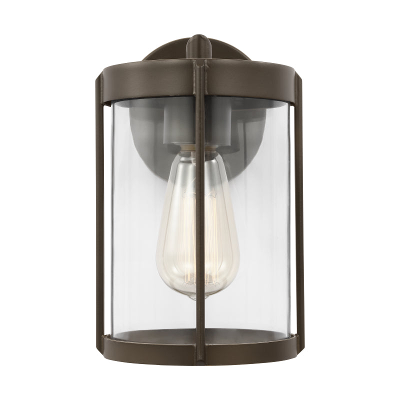Generation GLO1091 Luning 1-lt 10" Tall Outdoor Wall Lantern - Antique Bronze/Clear