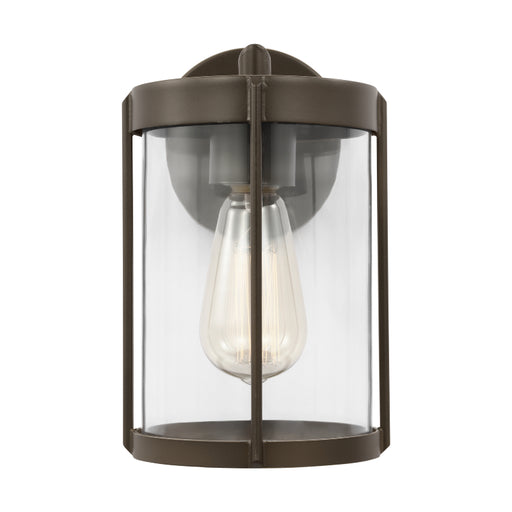Generation GLO1091 Luning 1-lt 10" Tall Outdoor Wall Lantern - Antique Bronze/Clear
