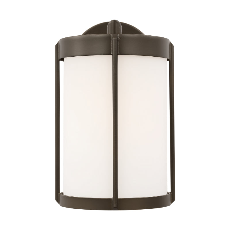 Generation GLO1091 Luning 1-lt 10" Tall Outdoor Wall Lantern - Antique Bronze/Opal Cased Etched