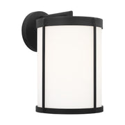 Generation GLO1101 Luning 1-lt 12" Tall Outdoor Wall Lantern - Textured Black/Opal Cased Etched