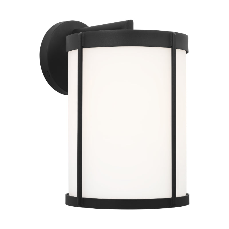 Generation GLO1101 Luning 1-lt 12" Tall Outdoor Wall Lantern - Textured Black/Opal Cased Etched