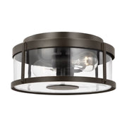 Generation GLO1132 Luning 2-lt 13" Outdoor Flush Mount - Antique Bronze/Clear Glass
