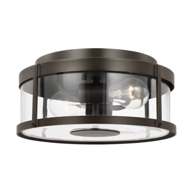 Generation GLO1132 Luning 2-lt 13" Outdoor Flush Mount - Antique Bronze/Clear Glass