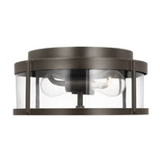 Generation GLO1132C Luning 2-lt 13" Outdoor Flush Mount - Antique Bronze/Clear Glass