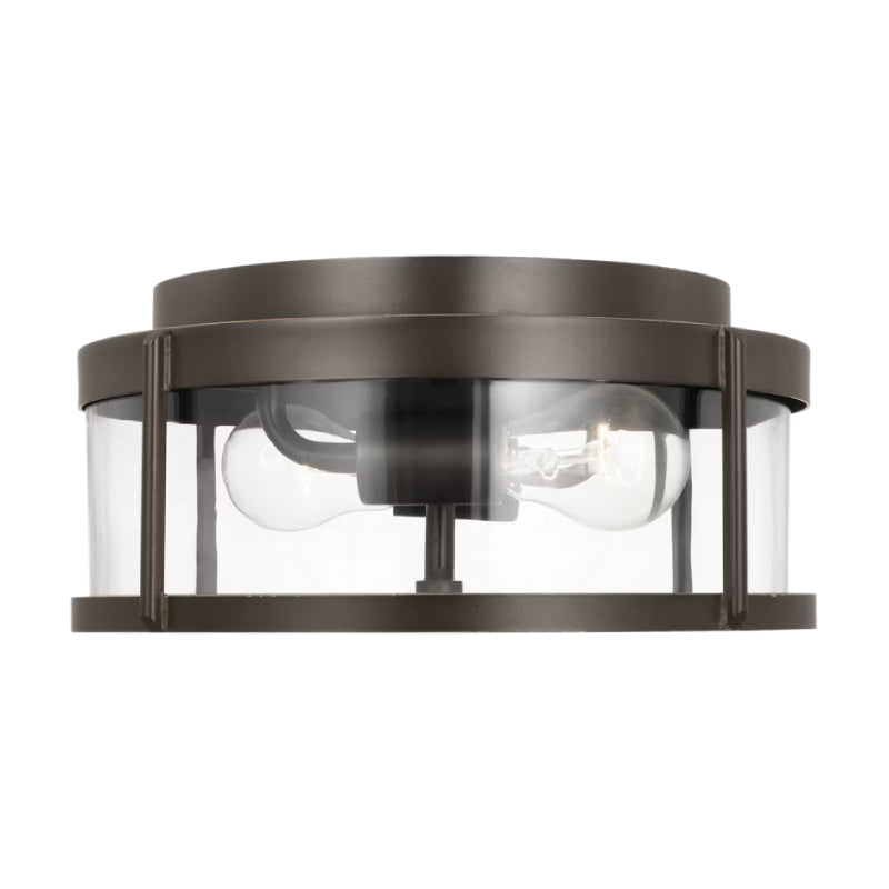Generation GLO1132C Luning 2-lt 13" Outdoor Flush Mount - Antique Bronze/Clear Glass