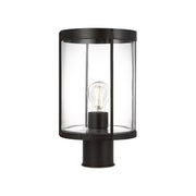 Generation GLO1741 Luning 1-lt 13" Tall Outdoor Post Lantern - Textured Black/Clear Glass