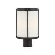 Generation GLO1741-E Luning 1-lt 13" Tall LED Outdoor Post Lantern - Textured Black/Etched White Glass