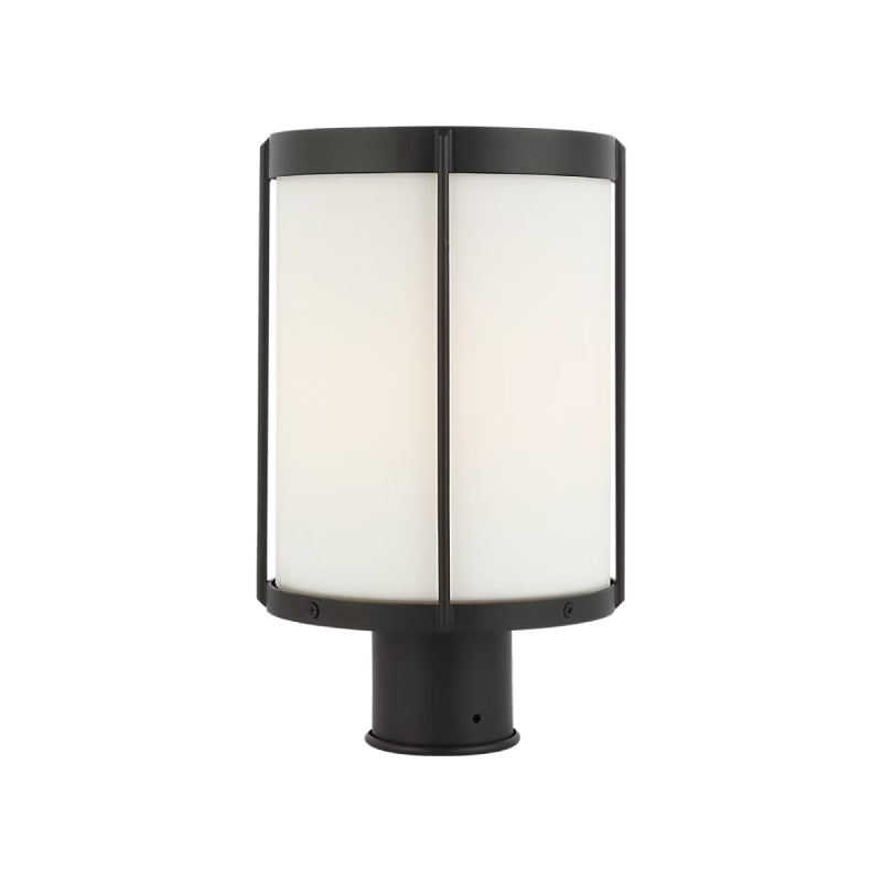 Generation GLO1741-E Luning 1-lt 13" Tall LED Outdoor Post Lantern - Textured Black/Etched White Glass