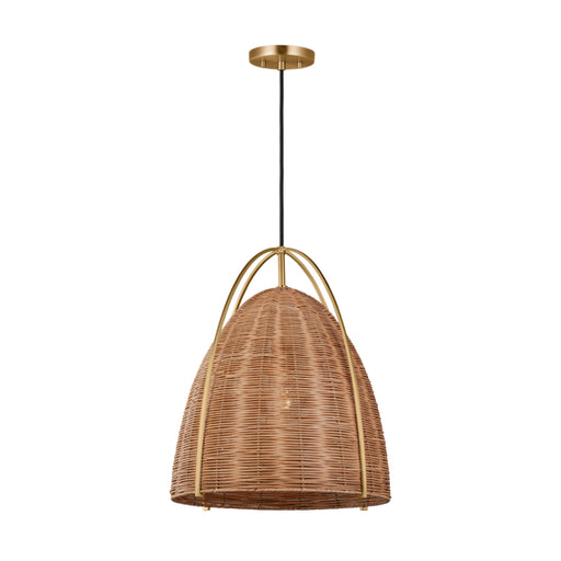 Visual Comfort GLP1071 Norman 1-lt 16" LED Large Pendant - Satin Brass with Blonde Rattan