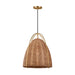 Visual Comfort GLP1071 Norman 1-lt 16" LED Large Pendant - Satin Brass with Blonde Rattan