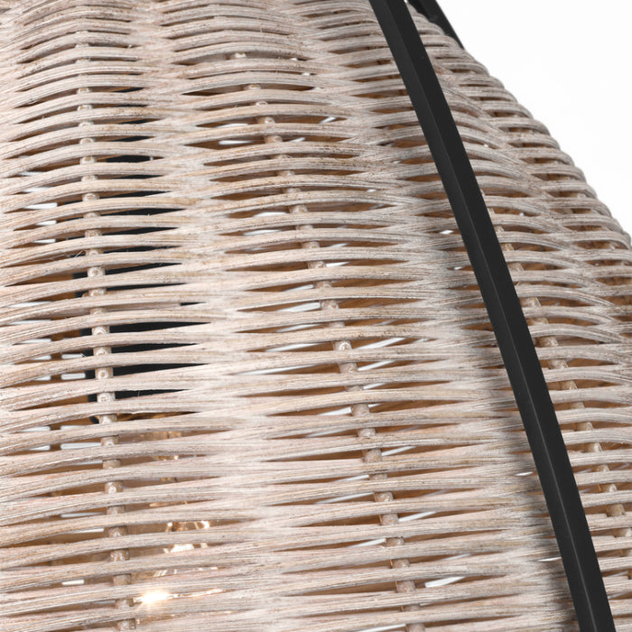 Visual Comfort GLP1071 Norman 1-lt 16" LED Large Pendant - Matte White with Blonde Rattan