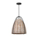 Visual Comfort GLP1071 Norman 1-lt 16" LED Large Pendant - Midnight Black with Ash Wicker