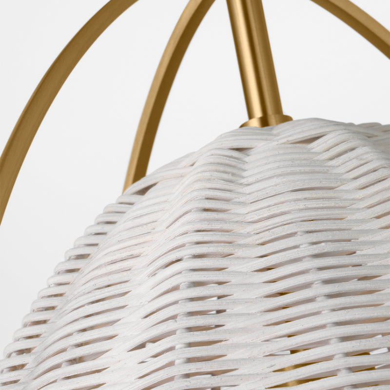 Visual Comfort GLP1071 Norman 1-lt 16" LED Large Pendant - Satin Brass with Chalk Wicker