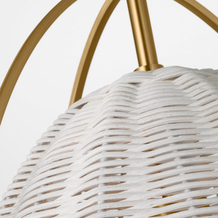 Visual Comfort GLP1071 Norman 1-lt 16" LED Large Pendant - Satin Brass with Chalk Wicker