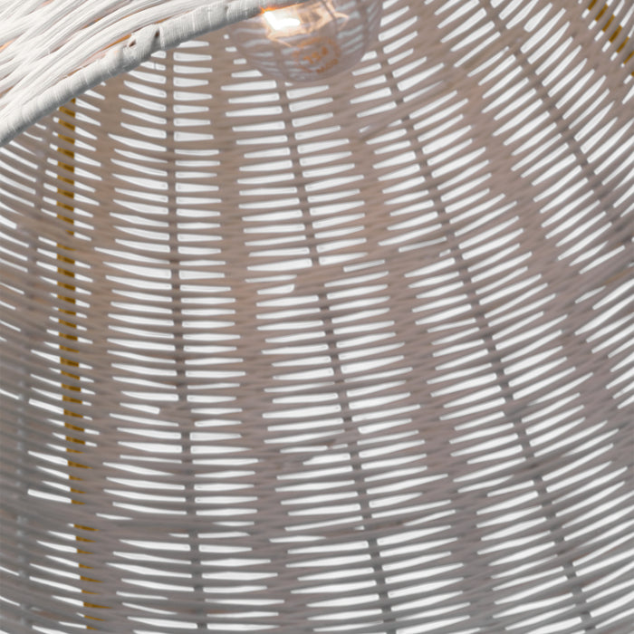 Visual Comfort GLP1071 Norman 1-lt 16" LED Large Pendant - Satin Brass with Chalk Wicker - Satin Brass with Chalk Wicker