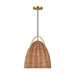 Visual Comfort GLP1081 Norman 1-lt 14" LED Medium Pendant - Satin Brass with Blonde Rattan