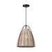 Visual Comfort GLP1081 Norman 1-lt 14" LED Medium Pendant - Midnight Black with Ash Wicker