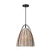 Visual Comfort GLP1081 Norman 1-lt 14" LED Medium Pendant - Midnight Black with Ash Wicker