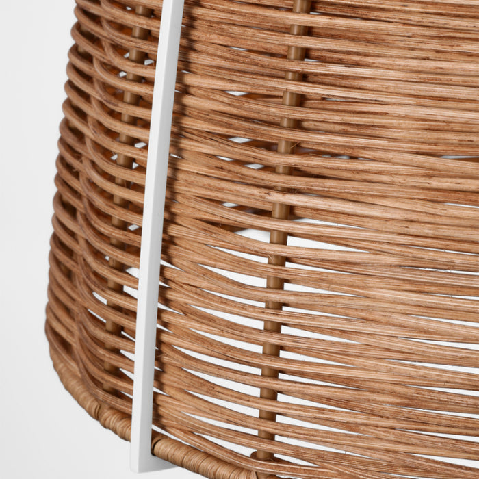 Visual Comfort GLP1081 Norman 1-lt 14" LED Medium Pendant - Matte White with Blonde Rattan