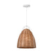 Visual Comfort GLP1081 Norman 1-lt 14" LED Medium Pendant - Matte White with Blonde Rattan