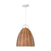Visual Comfort GLP1081 Norman 1-lt 14" LED Medium Pendant - Matte White with Blonde Rattan
