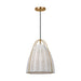 Visual Comfort GLP1081 Norman 1-lt 14" LED Medium Pendant - Satin Brass with Chalk Wicker