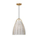 Visual Comfort GLP1081 Norman 1-lt 14" LED Medium Pendant - Satin Brass with Chalk Wicker