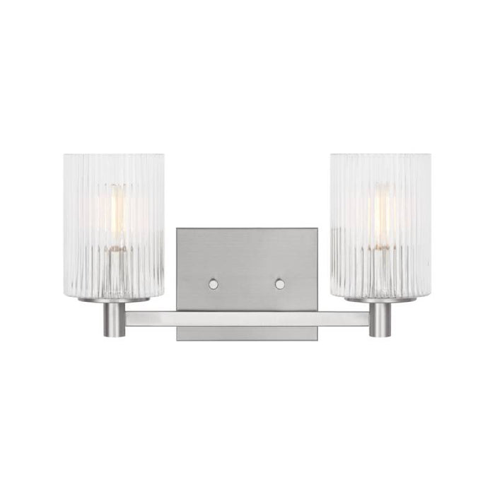 Sea Gull GLV1042 Lando 2-lt 14" Wall/Bath Sconce - Brushed Steel