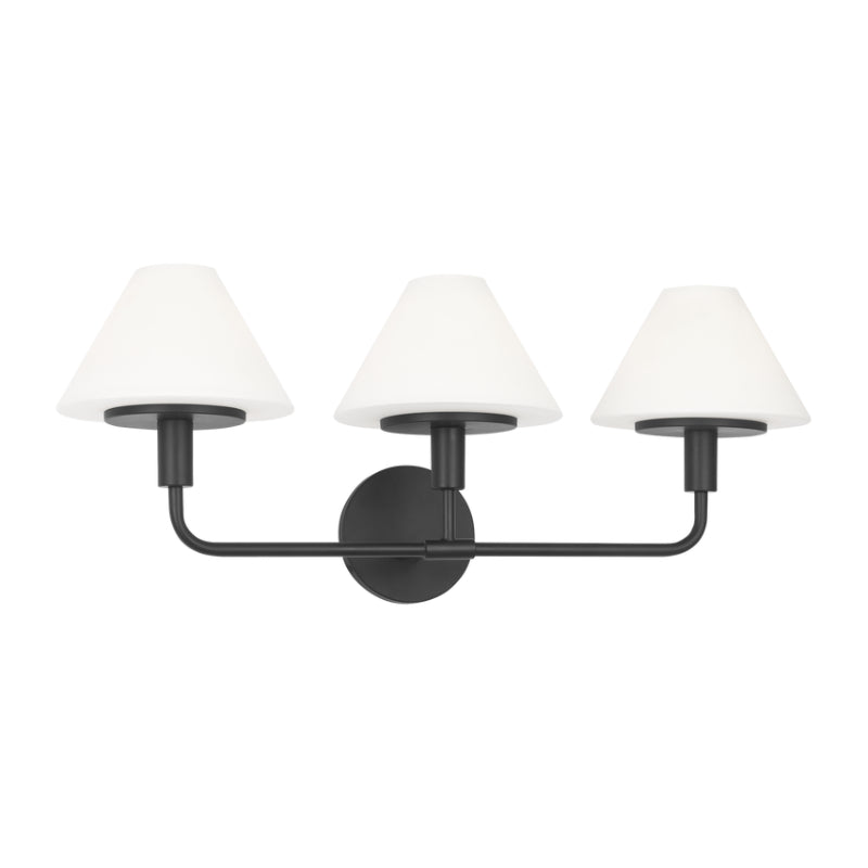 Generation GLW1033 Mendota 3-lt 27" Large Wall Sconce - Midnight Black