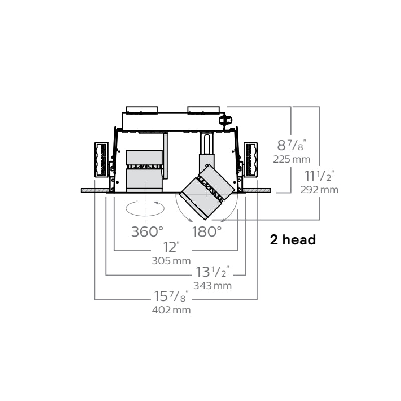 Lightolier LLAVRM11 Alcyon 2-Head LED Vertical Recessed Multiples, 1400 lm per head