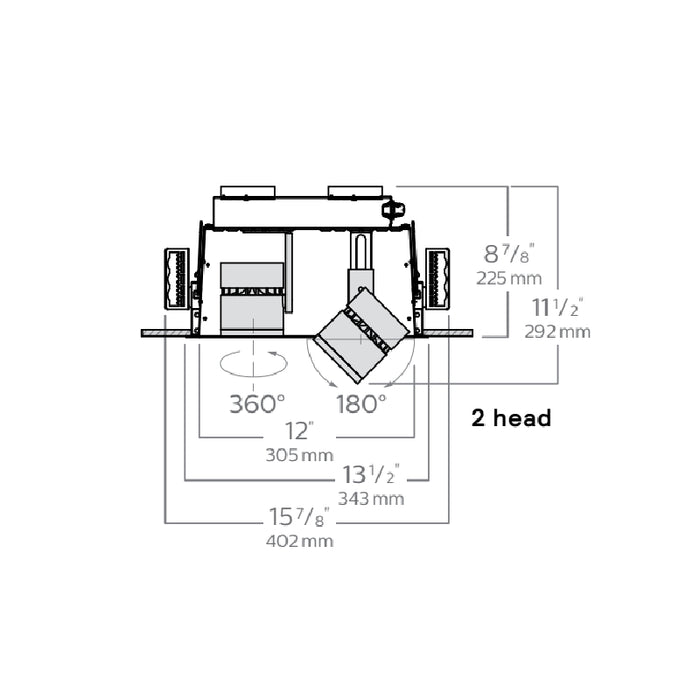 Lightolier LLAVRM01 Alcyon 2-Head LED Vertical Recessed Multiples, 1000 lm per head