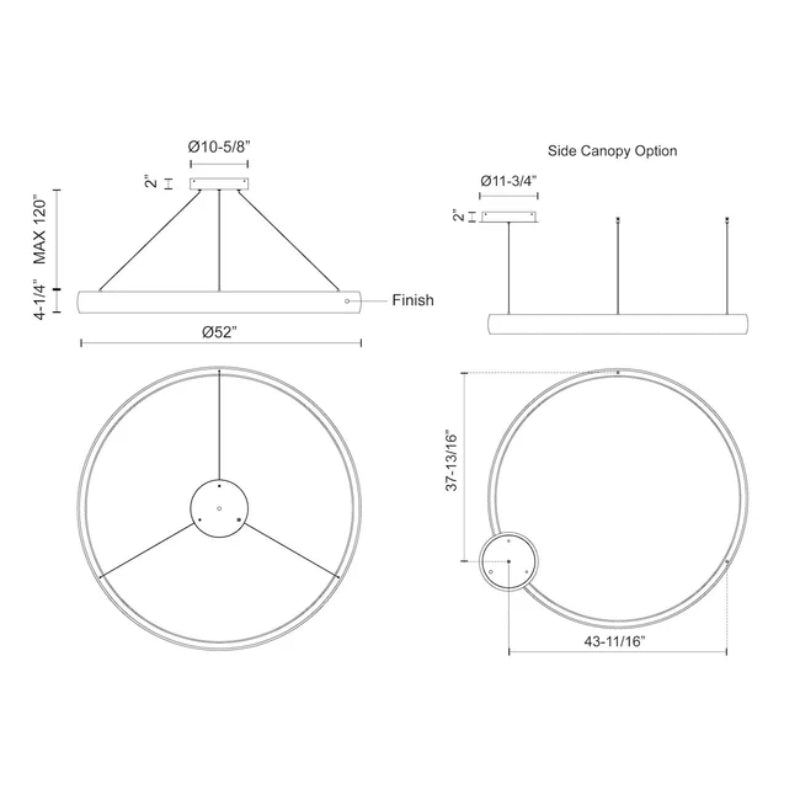 Kuzco PD22753-UNV-010 Halo 1-lt 52" LED Pendant, 120-277V