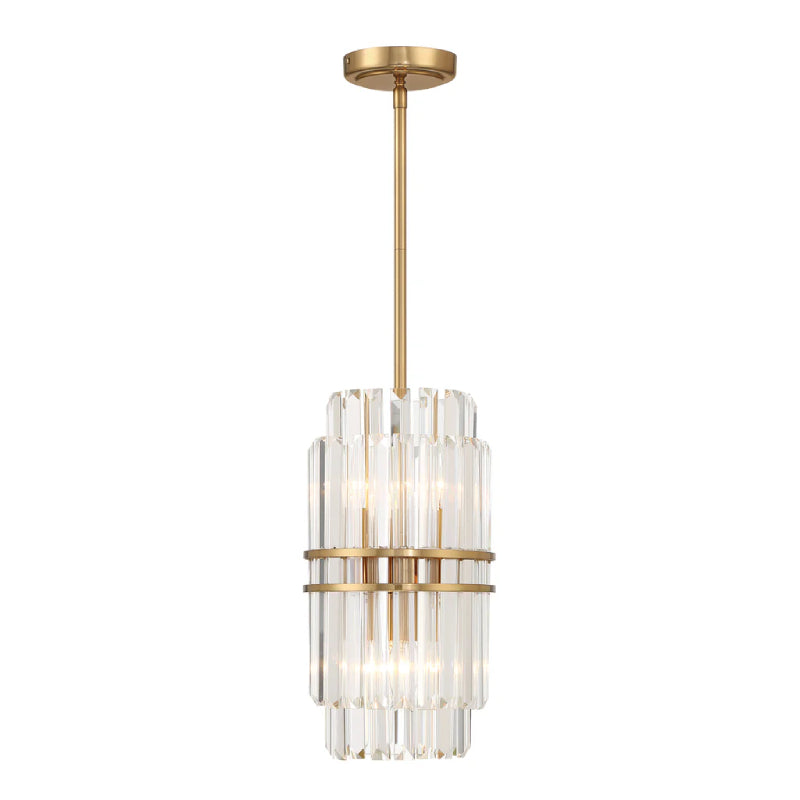 Crystorama HAY-1401 Hayes 4-lt 8" Pendant - Aged Brass