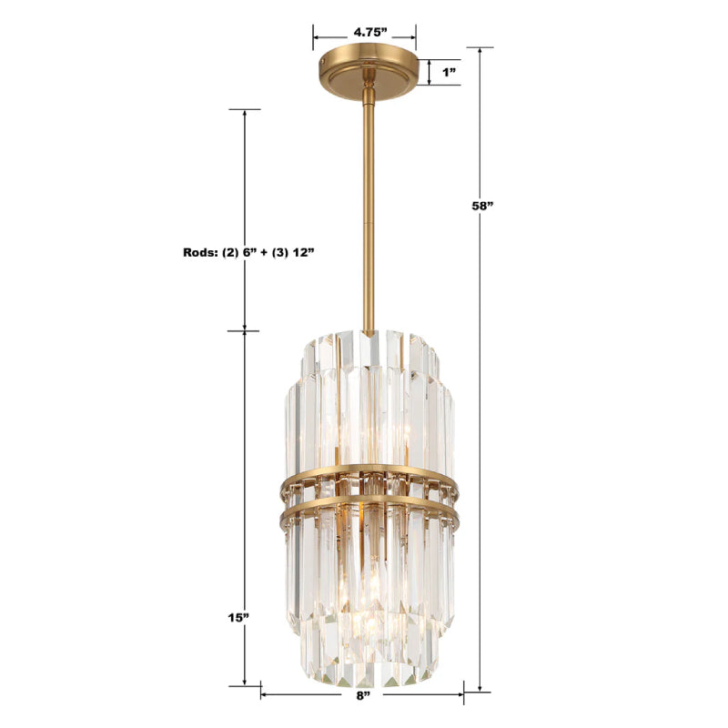Crystorama HAY-1401 Hayes 4-lt 8" Pendant