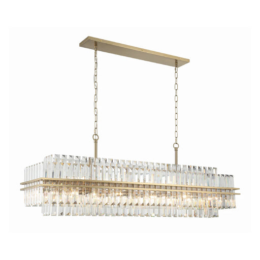 Crystorama HAY-1417 Hayes 16-lt 50" Linear Chandelier - Aged Brass