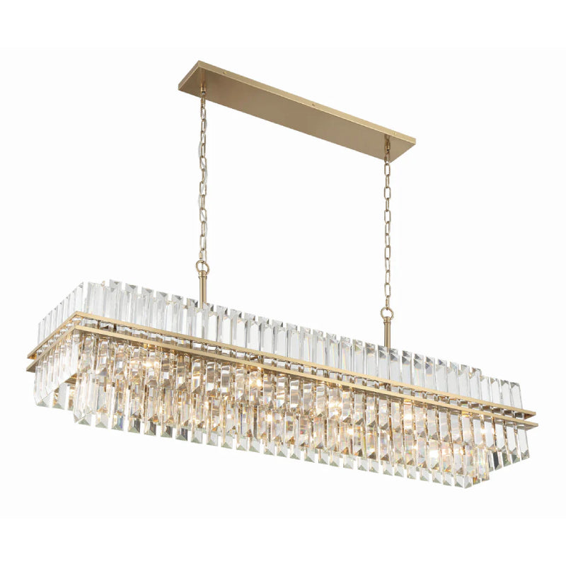 Crystorama HAY-1417 Hayes 16-lt 50" Linear Chandelier - Aged Brass