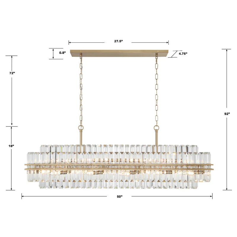 Crystorama HAY-1417 Hayes 16-lt 50" Linear Chandelier