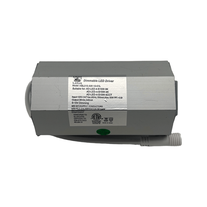 Lotus HBL015-AW-10 120-347V Input 0-10V Dimmable Driver for 15W 2 Prong Models