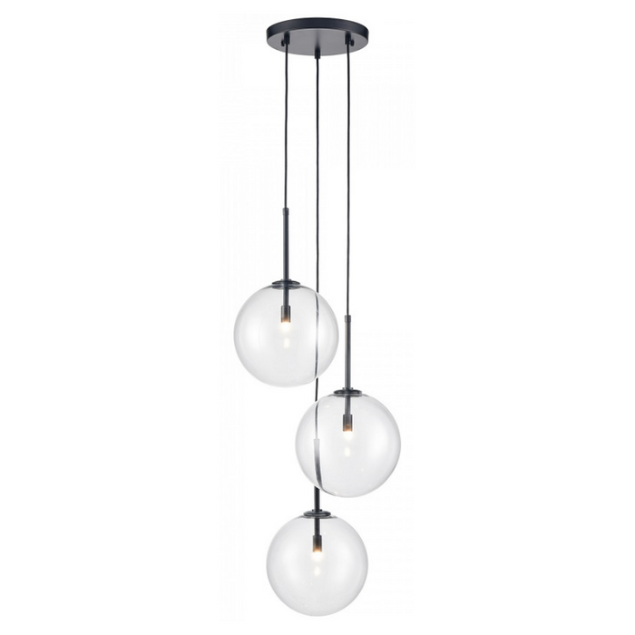 Avenue Lighting HF4233 Delilah 3-lt 17" LED Pendant - Black/Clear