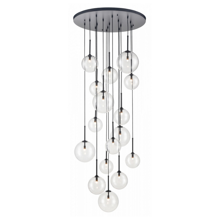 Avenue Lighting HF4266 Delilah 16-lt 34" LED Pendant - Black/Clear